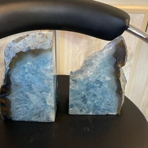 Blue Agate Bookends